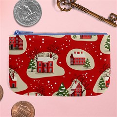 Christmas New Year Seamless Pattern Large Coin Purse by Jancukart