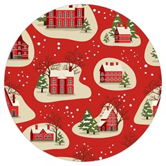 Christmas New Year Seamless Pattern Round Trivet by Jancukart