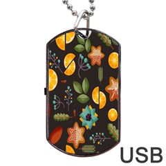 Christmas Seamless Pattern Dog Tag Usb Flash (one Side) by Jancukart