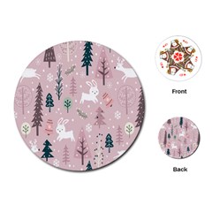 Winter Season Seamless Pattern Playing Cards Single Design (round)