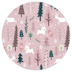 Winter Season Seamless Pattern Round Trivet by Jancukart