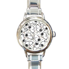 Dog Pattern Round Italian Charm Watch by Jancukart