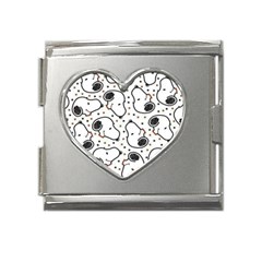 Dog Pattern Mega Link Heart Italian Charm (18mm)