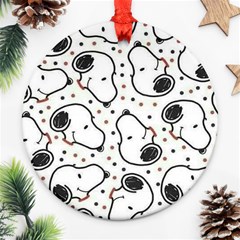 Dog Pattern Round Ornament (two Sides) by Jancukart