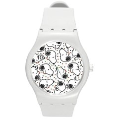 Dog Pattern Round Plastic Sport Watch (m)