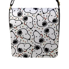 Dog Pattern Flap Closure Messenger Bag (l) by Jancukart