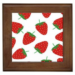 Seamless-pattern-fresh-strawberry Framed Tile