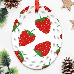 Seamless-pattern-fresh-strawberry Oval Filigree Ornament (two Sides)