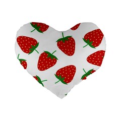 Seamless-pattern-fresh-strawberry Standard 16  Premium Flano Heart Shape Cushions