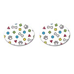 Dog Paw Seamless Pattern Footprint Bone Cufflinks (Oval) Front(Pair)