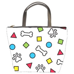 Dog Paw Seamless Pattern Footprint Bone Bucket Bag