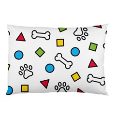 Dog Paw Seamless Pattern Footprint Bone Pillow Case by Jancukart