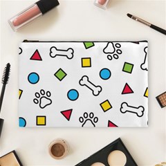 Dog Paw Seamless Pattern Footprint Bone Cosmetic Bag (large) by Jancukart