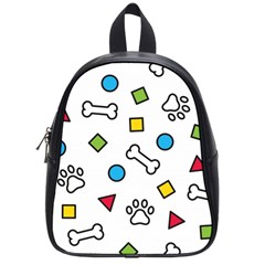 Dog Paw Seamless Pattern Footprint Bone School Bag (small) by Jancukart