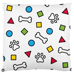 Dog Paw Seamless Pattern Footprint Bone Large Cushion Case (two Sides) by Jancukart