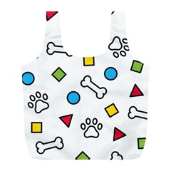 Dog Paw Seamless Pattern Footprint Bone Full Print Recycle Bag (l) by Jancukart