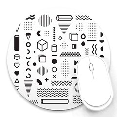 Pattern Hipster Abstract Form Geometric Line Variety Shapes Polka Dots Fashion Style Seamless Round Mousepad