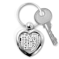 Pattern Hipster Abstract Form Geometric Line Variety Shapes Polka Dots Fashion Style Seamless Key Chain (heart)