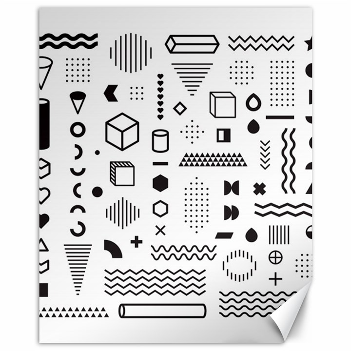 Pattern Hipster Abstract Form Geometric Line Variety Shapes Polka Dots Fashion Style Seamless Canvas 11  x 14 