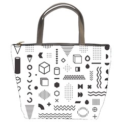 Pattern Hipster Abstract Form Geometric Line Variety Shapes Polka Dots Fashion Style Seamless Bucket Bag by Jancukart