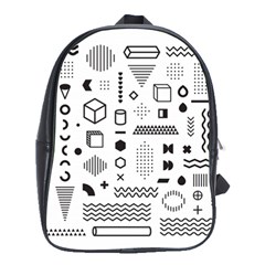 Pattern Hipster Abstract Form Geometric Line Variety Shapes Polka Dots Fashion Style Seamless School Bag (large)