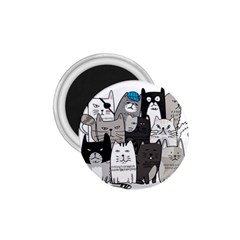 Cute Cat Hand Drawn Cartoon Style 1 75  Magnets