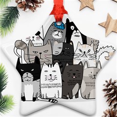 Cute Cat Hand Drawn Cartoon Style Ornament (star)