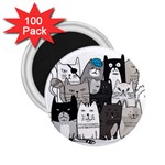 Cute Cat Hand Drawn Cartoon Style 2.25  Magnets (100 pack)  Front