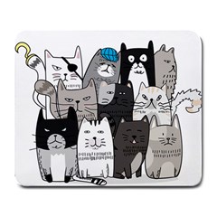 Cute Cat Hand Drawn Cartoon Style Large Mousepad