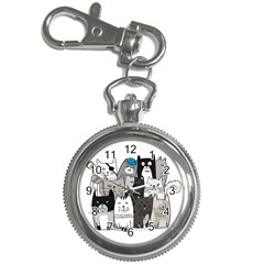 Cute Cat Hand Drawn Cartoon Style Key Chain Watches by Jancukart