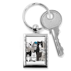 Cute Cat Hand Drawn Cartoon Style Key Chain (rectangle)