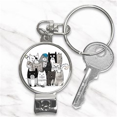 Cute Cat Hand Drawn Cartoon Style Nail Clippers Key Chain