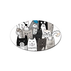 Cute Cat Hand Drawn Cartoon Style Sticker (oval) by Jancukart