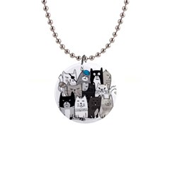 Cute Cat Hand Drawn Cartoon Style 1  Button Necklace