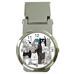 Cute Cat Hand Drawn Cartoon Style Money Clip Watches