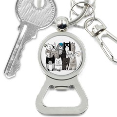 Cute Cat Hand Drawn Cartoon Style Bottle Opener Key Chain