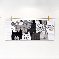 Cute Cat Hand Drawn Cartoon Style Hand Towel by Jancukart