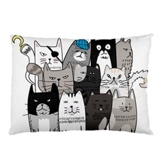 Cute Cat Hand Drawn Cartoon Style Pillow Case by Jancukart