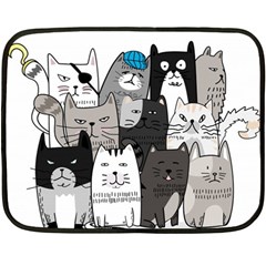 Cute Cat Hand Drawn Cartoon Style Double Sided Fleece Blanket (mini) 