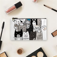 Cute Cat Hand Drawn Cartoon Style Cosmetic Bag (small)