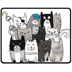 Cute Cat Hand Drawn Cartoon Style Fleece Blanket (medium) 