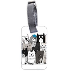 Cute Cat Hand Drawn Cartoon Style Luggage Tag (two Sides)