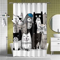 Cute Cat Hand Drawn Cartoon Style Shower Curtain 48  X 72  (small) 