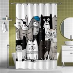 Cute Cat Hand Drawn Cartoon Style Shower Curtain 48  x 72  (Small)  Curtain(48  X 72 ) - 42.18 x64.8  Curtain(48  X 72 )