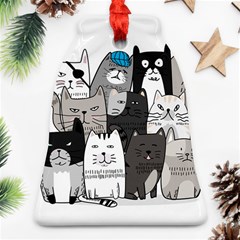 Cute Cat Hand Drawn Cartoon Style Bell Ornament (two Sides)