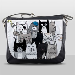 Cute Cat Hand Drawn Cartoon Style Messenger Bag by Jancukart