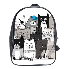 Cute Cat Hand Drawn Cartoon Style School Bag (xl)