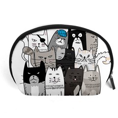 Cute Cat Hand Drawn Cartoon Style Accessory Pouch (large)