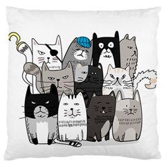 Cute Cat Hand Drawn Cartoon Style Standard Flano Cushion Case (one Side)