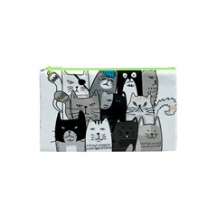 Cute Cat Hand Drawn Cartoon Style Cosmetic Bag (xs) by Jancukart